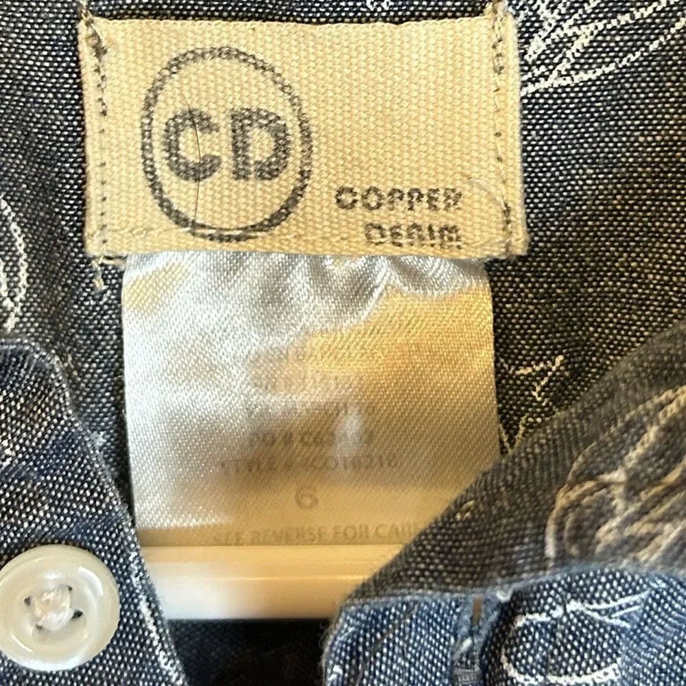 5 for $25🔥Boys Size 6 Copper Denim‎ Denim Blue Space Button Front Shirt